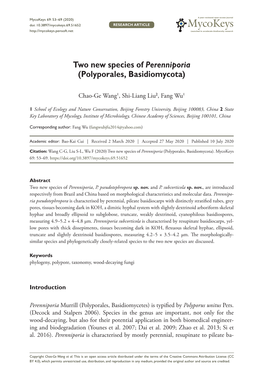 Two New Species of Perenniporia (Polyporales