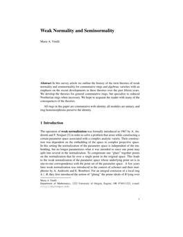 Weak Normality and Seminormality