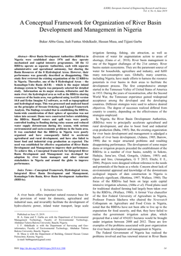 A Conceptual Framework for Organization of River Basin Development and Management in Nigeria