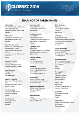 Snapshot of Participants