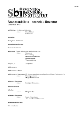 Lista Med Teoretiska Ämnesord (Pdf)