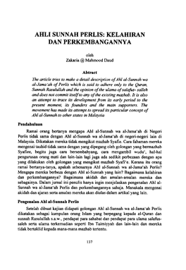 Ahli Sunnah Perlis: Kelahiran Dan Perkembangannya