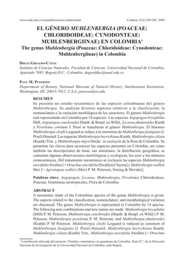 El Género Muhlenbergia (Poaceae: Chloridoideae: Cynodonteae
