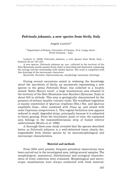 Pulvinula Johannis, a New Species from Sicily, Italy