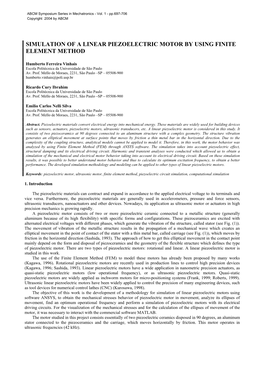 Simulation of a Linear Piezoelectric Motor by Using Finite Element Method