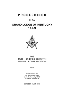 Proceedings Grand Lodge of Kentucky