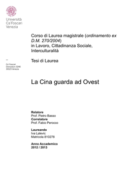 La Cina Guarda Ad Ovest