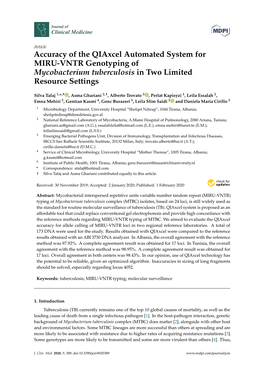 Accuracy of the Qiaxcel Automated System for MIRU-VNTR Genotyping of Mycobacterium Tuberculosis in Two Limited Resource Settings