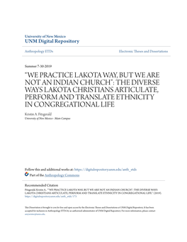 We Practice Lakota Way, but We Are Not an Indian Church