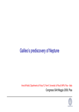 Galileo's Prediscovery of Neptune