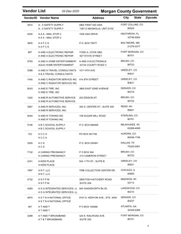 Vendor List Morgan County Government