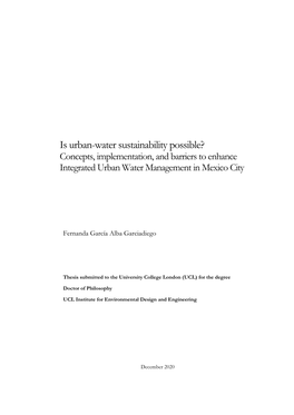 Is Urban-Water Sustainability Possible? Concepts, Implementation, and Barriers to Enhance Integrated Urban Water Management in Mexico City