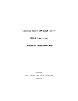 Canadian Society of Church History