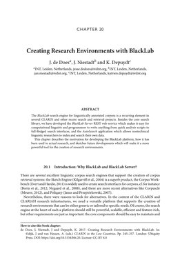 Creating Research Environments with Blacklab