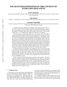 Solar System Formation in the Context of Extra-Solar Planets