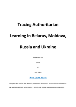 Tracing Authoritarian Learning in Belarus, Moldova, Russia And