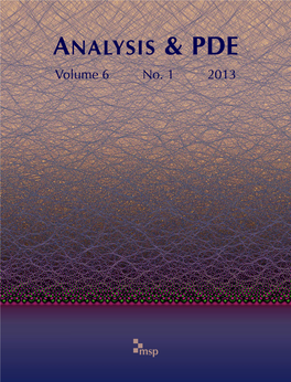 Analysis & PDE Vol. 6 (2013), No. 1