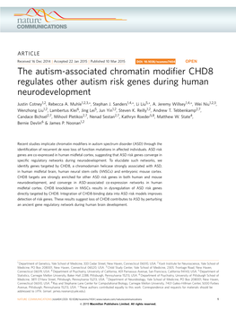 The Autism-Associated Chromatin Modifier CHD8 Regulates Other