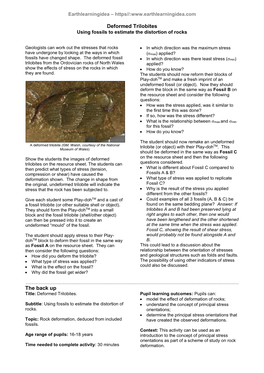 Deformed Trilobites Using Fossils to Estimate the Distortion of Rocks