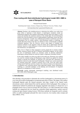 Flow Routing with Semi-Distributed Hydrological Model HEC- HMS in Case of Narayani River Basin