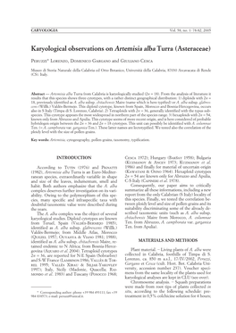 Karyological Observations on Artemisia Alba Turra (Asteraceae)