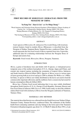 First Record of Moroxylon (Moraceae) from the Neogene of China