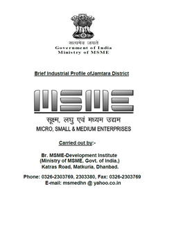 Brief Industrial Profile of Jamtara District