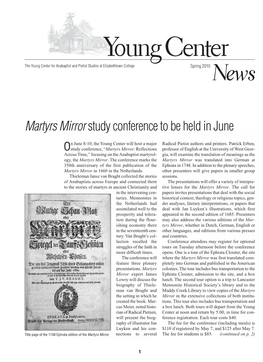 Martyrs Mirror Study Conference to Be Held in June