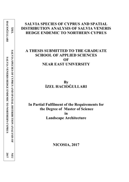 Salvia Species of Cyprus and Spatial Distribution Analysis of Salvia Veneris Hedge Endemic to Northern Cyprus