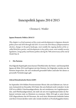 Innenpolitik Japans 2014/2015