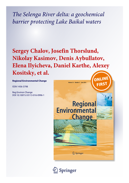 The Selenga River Delta: a Geochemical Barrier Protecting Lake Baikal Waters