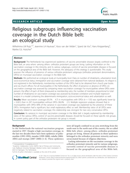 Religious Subgroups Influencing Vaccination Coverage in the Dutch