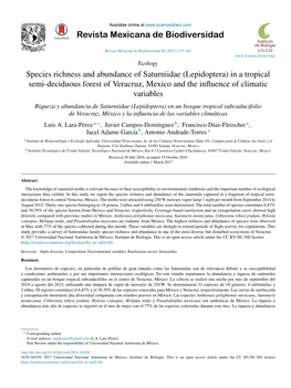 Species Richness and Abundance of Saturniidae (Lepidoptera) in a Tropical