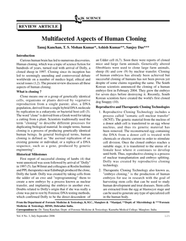 Multifaceted Aspects of Human Cloning