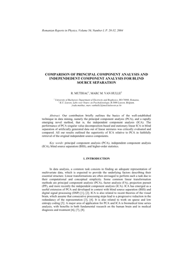 Comparison of Principal Component Analysis and Independedent Component Analysis for Blind Source Separation