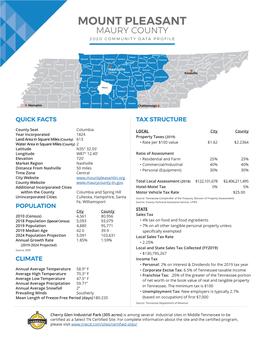 Mount Pleasant Maury County 2020 Community Data Profile