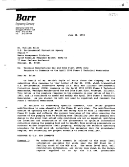 Waukegan Manufactured Gas and Coke Plant (WCP) Site Response to Comments on the April 1993 Phase I Technical Memorandum
