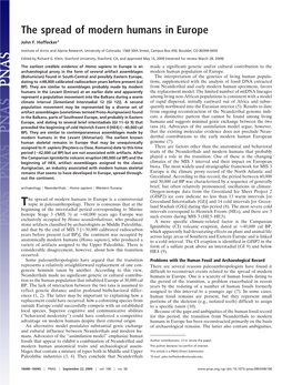 The Spread of Modern Humans in Europe John F