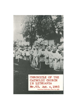 CHRONICLE of the CATHOLIC CHURCH in LITHUANIA, No. 65