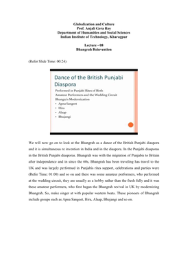 Globalization and Culture Prof. Anjali Gera Roy Department of Humanities and Social Sciences Indian Institute of Technology, Kharagpur