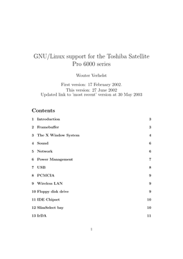GNU/Linux Support for the Toshiba Satellite Pro 6000 Series