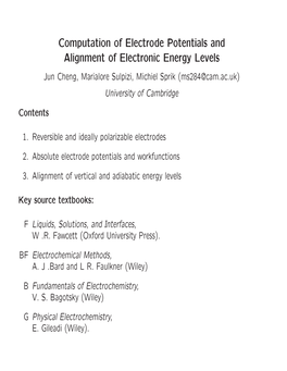 Computation of Electrode Potentials and Alignment of Electronic Energy