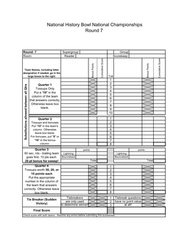 National History Bowl National Championships Round 7