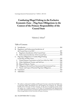 Combating Illegal Fishing in the Exclusive Economic Zone – Flag State Obligations in the Context of the Primary Responsibility of the Coastal State