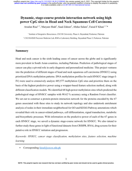 Dynamic, Stage-Course Protein Interaction Network Using High