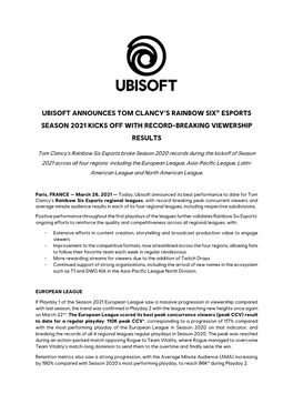 Ubisoft Announces Tom Clancy's Rainbow Six