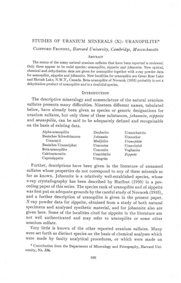 Studies of Uranium Minerals (X): Uranopilite*