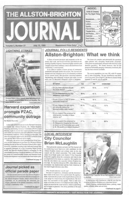 Allston-Brighton: What We Think a Flurry of Recent Decisions and Proposals on the Na­ the Issues Are Complex and Admittedly the Questions