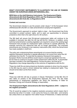 The Employment Rights (Amendment) (EU Exit) Regulations 2018; and the Employment Rights (Amendment) (EU Exit) (No
