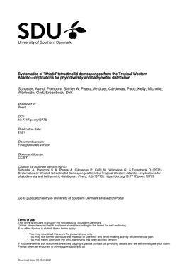 University of Southern Denmark Systematics of 'Lithistid' Tetractinellid